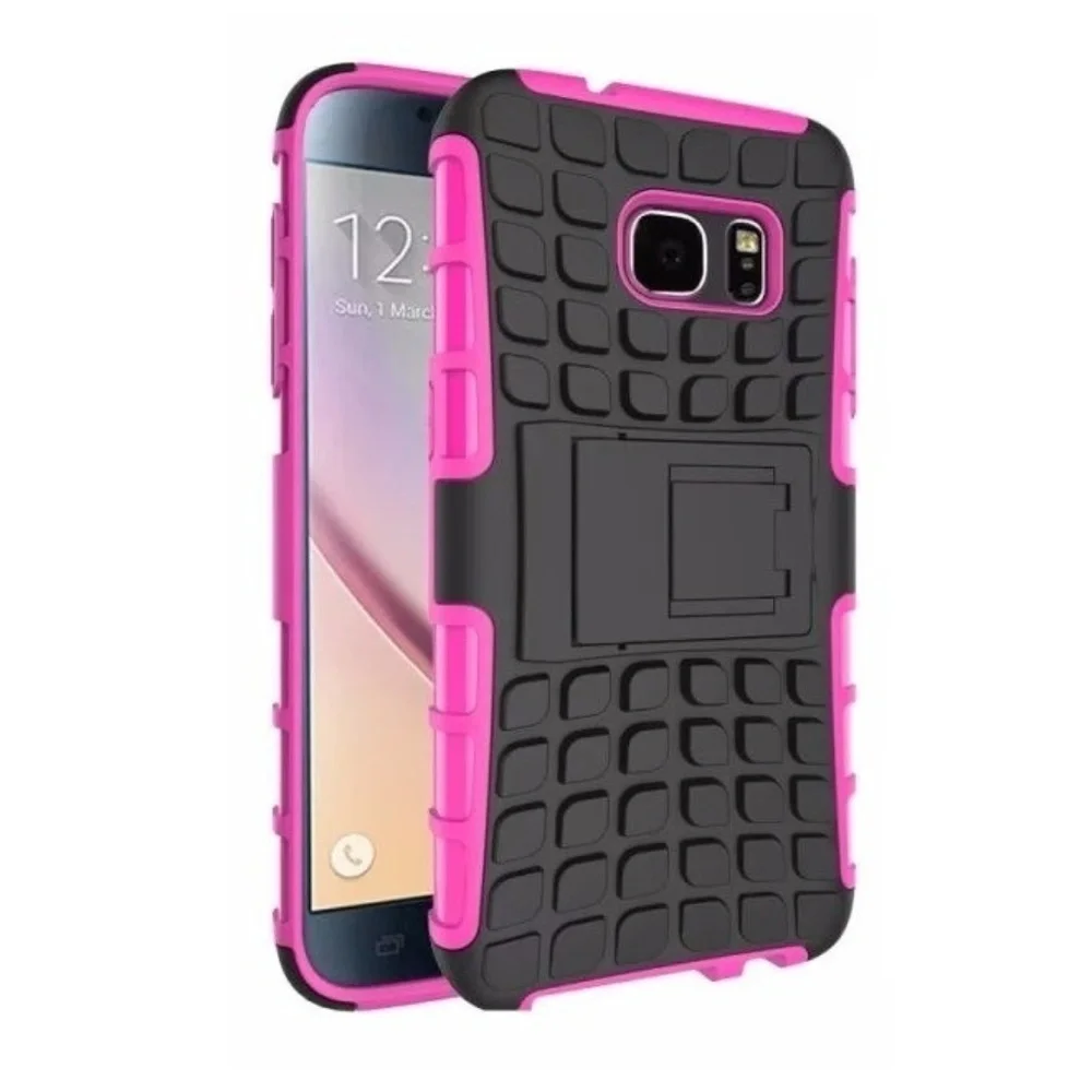 NEW SAMSUNG GALAXY s6 CELL PHONE CASE ARMOUR GRIP PINK FREE SCREEN PROTECTOR